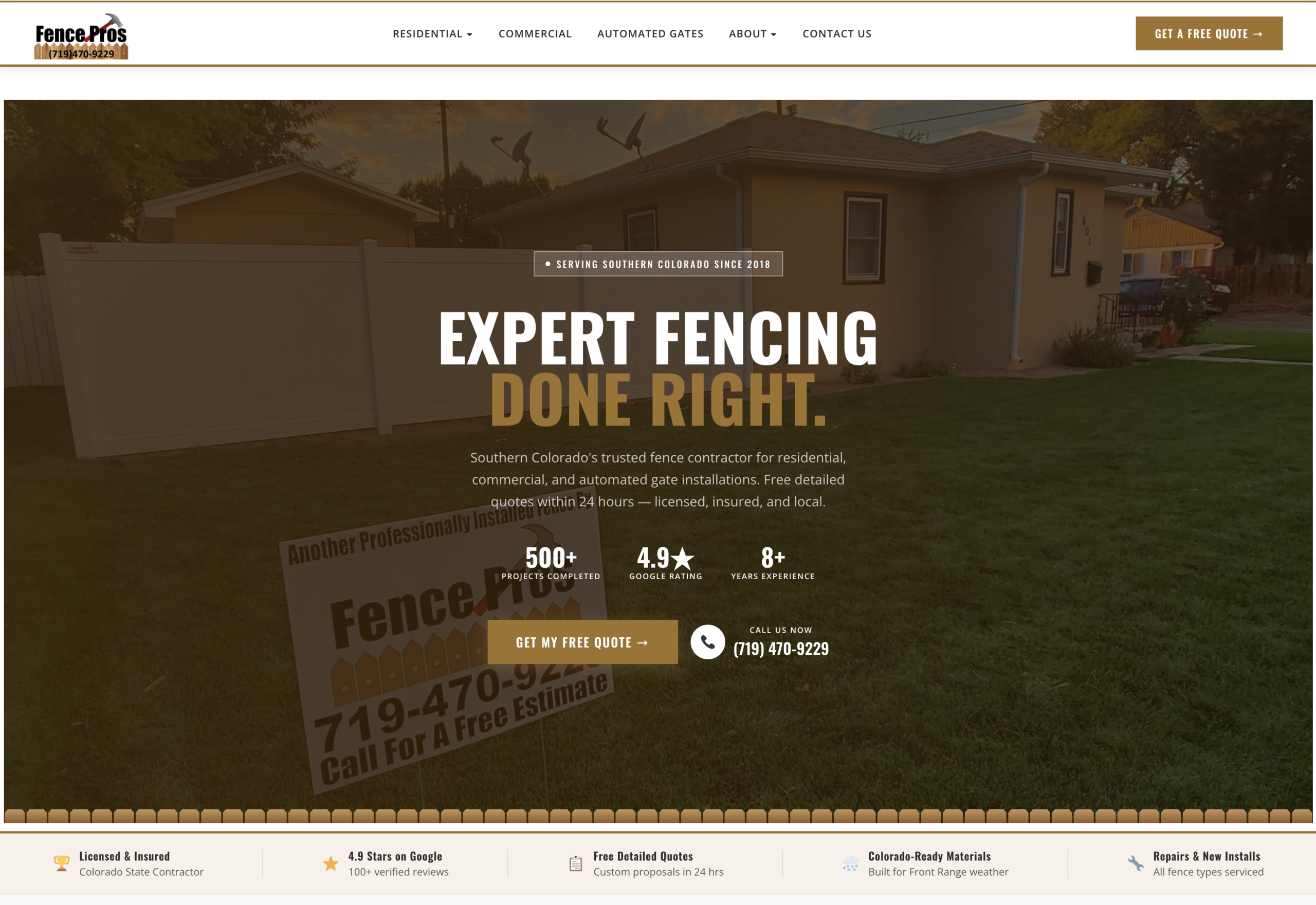 Fence Pros Colorado website