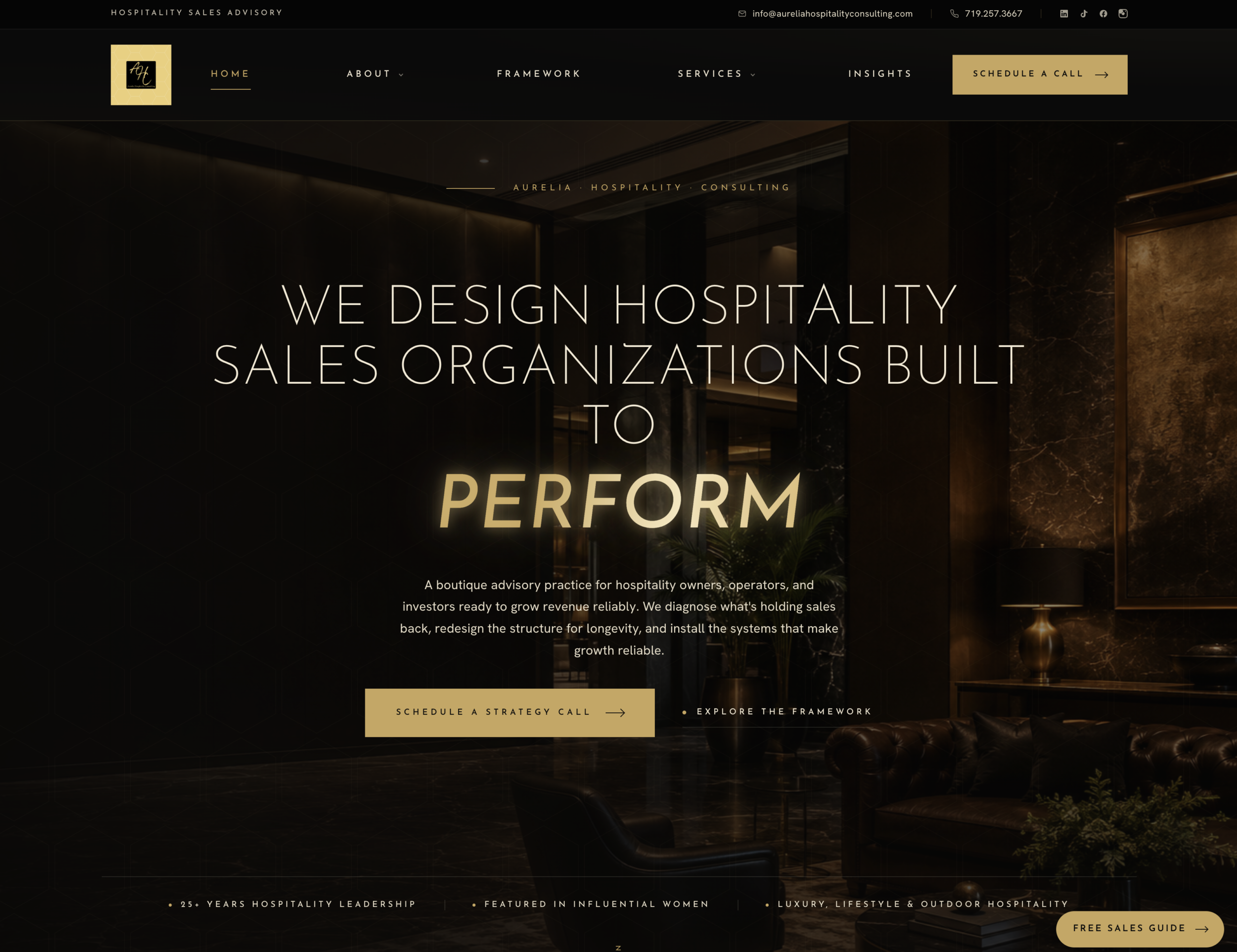 Aurelia Hospitality Consulting website