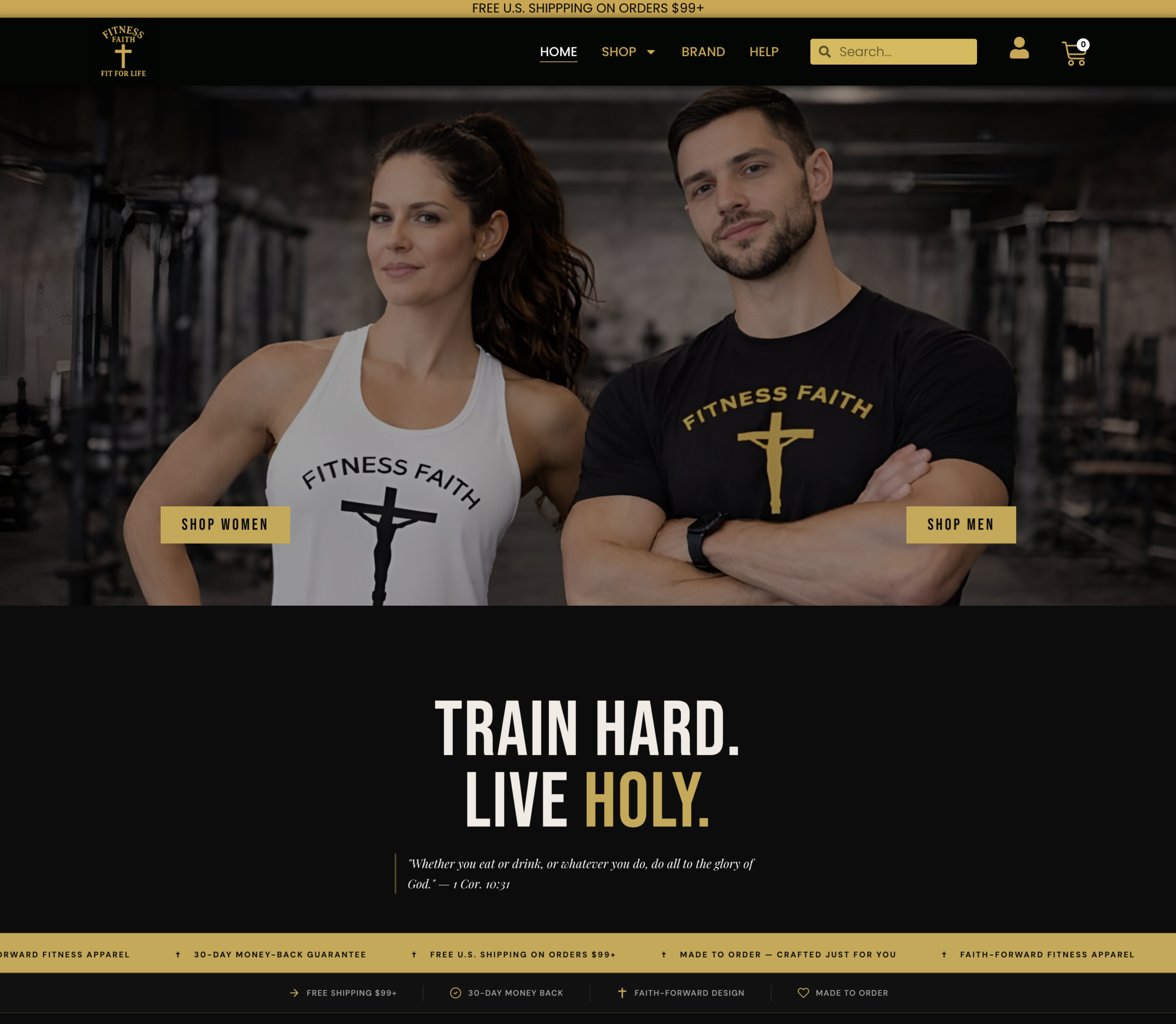 Fitness Faith Apparel website